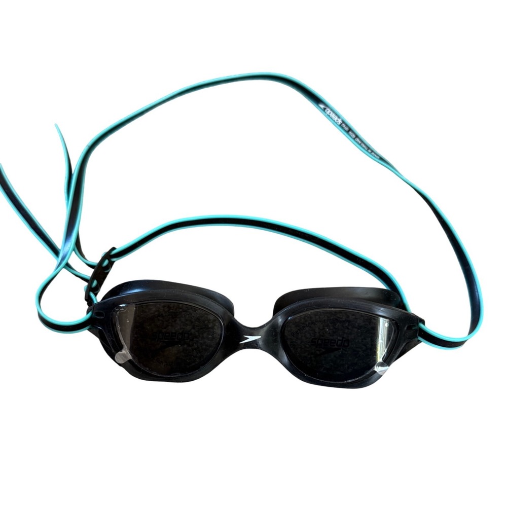 Speedo Swim Goggles Black Teal Tinted Lenses Adjustable Strap 10743 NEW